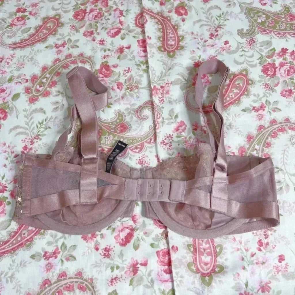 Victoria's Secret Very Sexy Blush Pink Gold Metallic Unlined Balconet Bra 32D