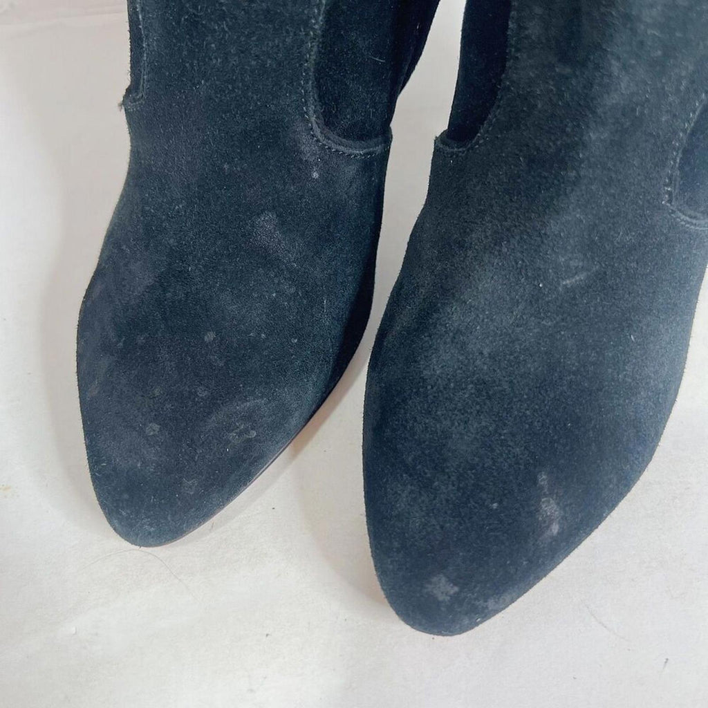 Veronica Beard Olivia Boots Black Suede Nuback Mid Calf Heeled Boots Size 6