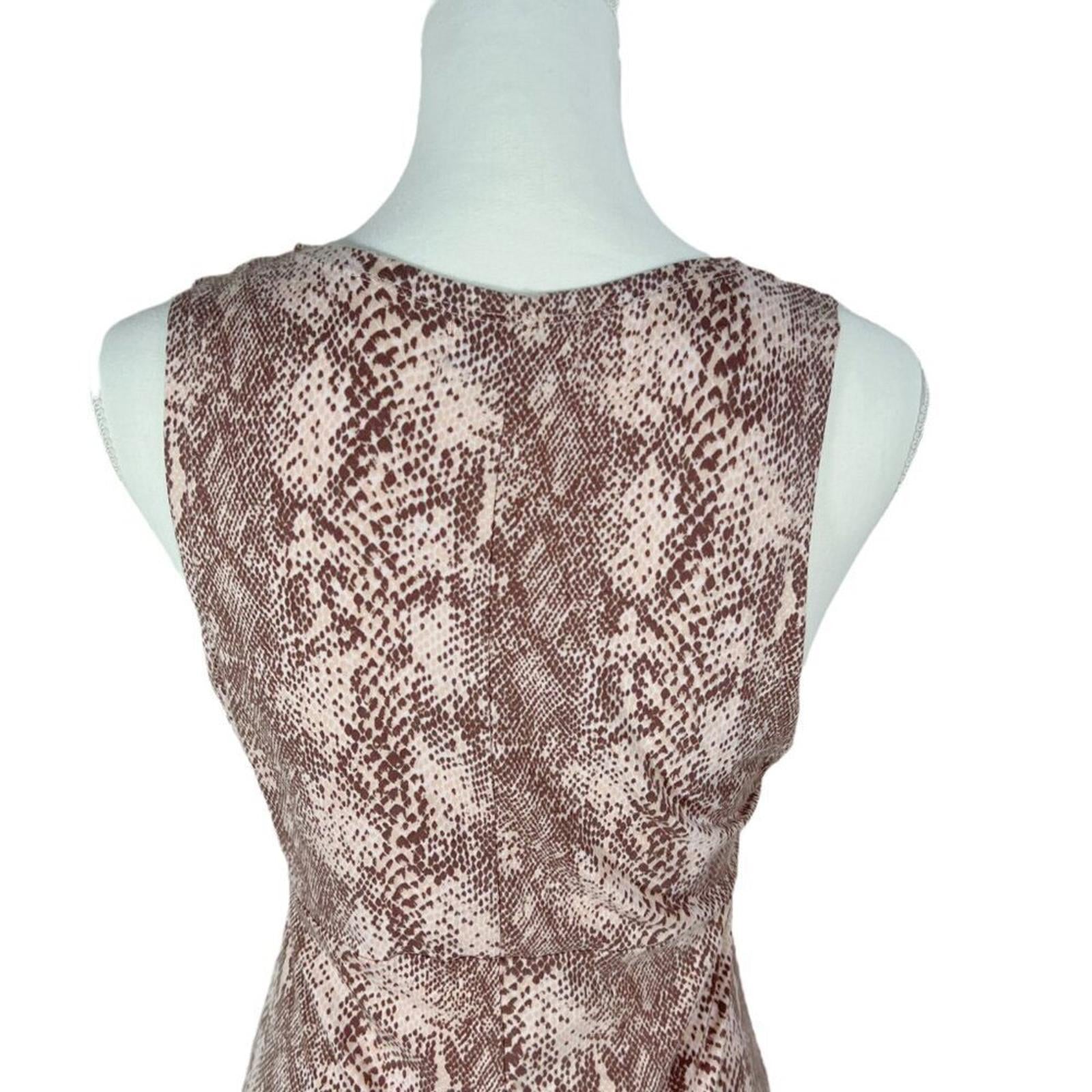 Urban Outfitters UO  Pink and Brown Snakeprint Midi Dress Slit Women's Size M