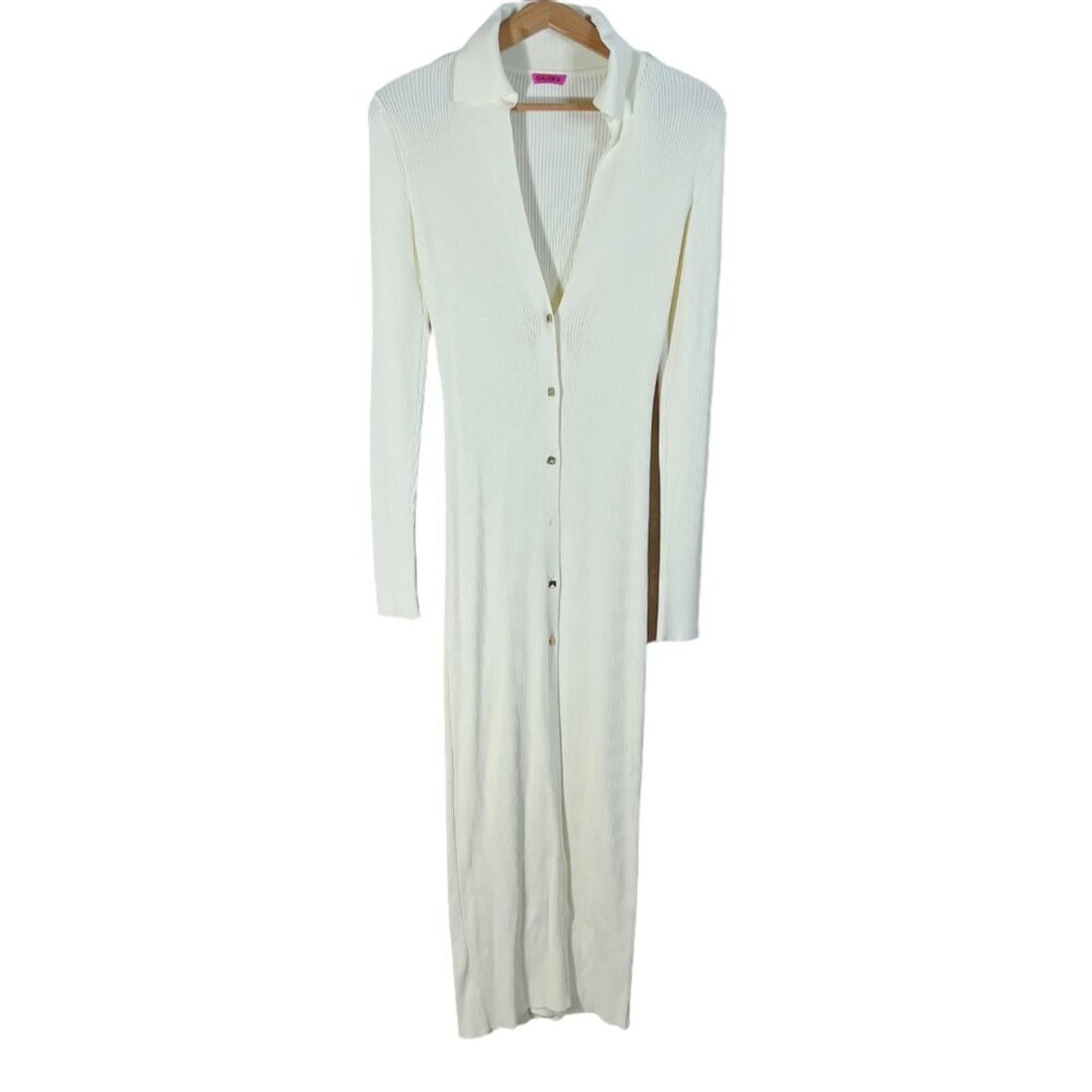 GAUGE81 Rubi Rib-Knit Dress in Ivory Maxi Dress Women's Size S