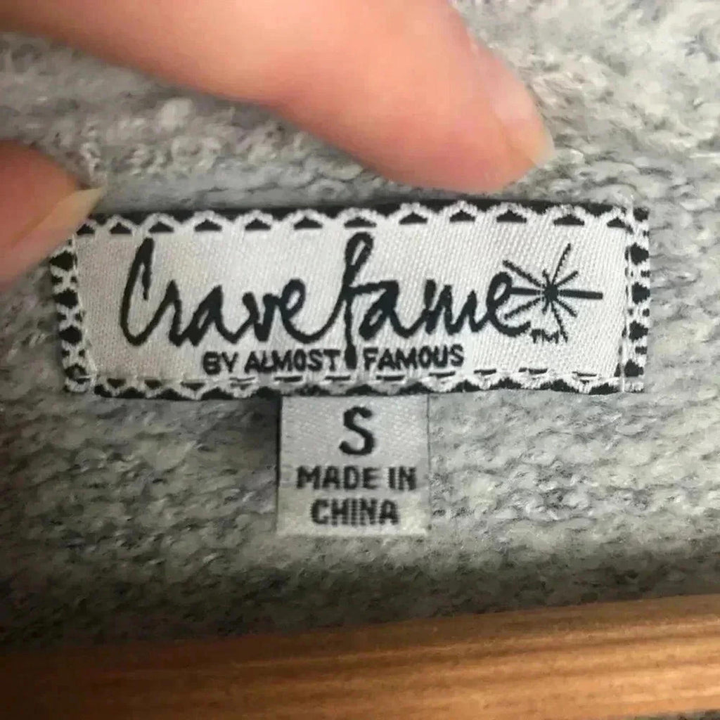 Crave Fame Light Grey Sweater Lace Up Sleeves Cutout Knit Crewneck Size S