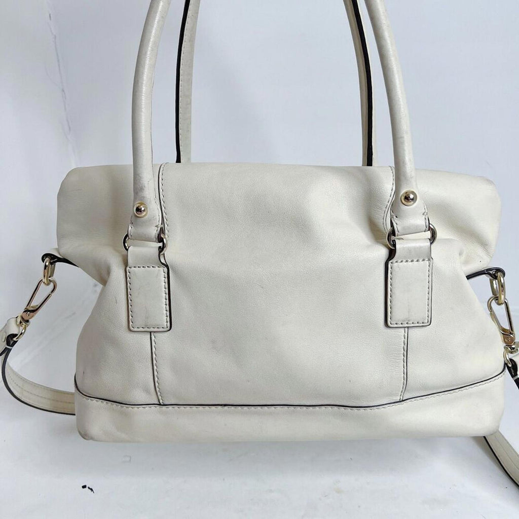 Kate Spade Fremont Place Cream Leather Foldover Shoulder Bag Purse