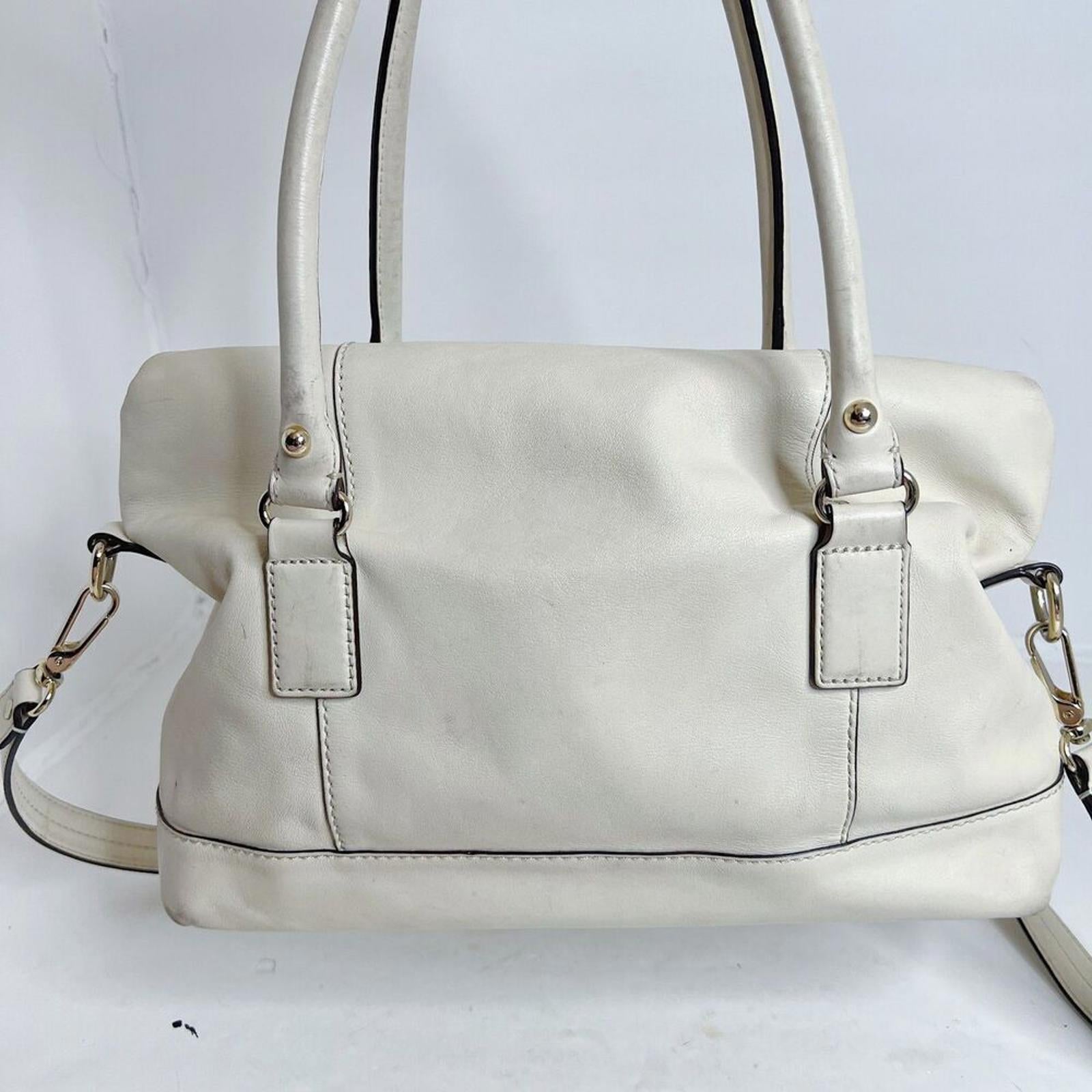 Kate Spade Fremont Place Cream Leather Foldover Shoulder Bag Purse