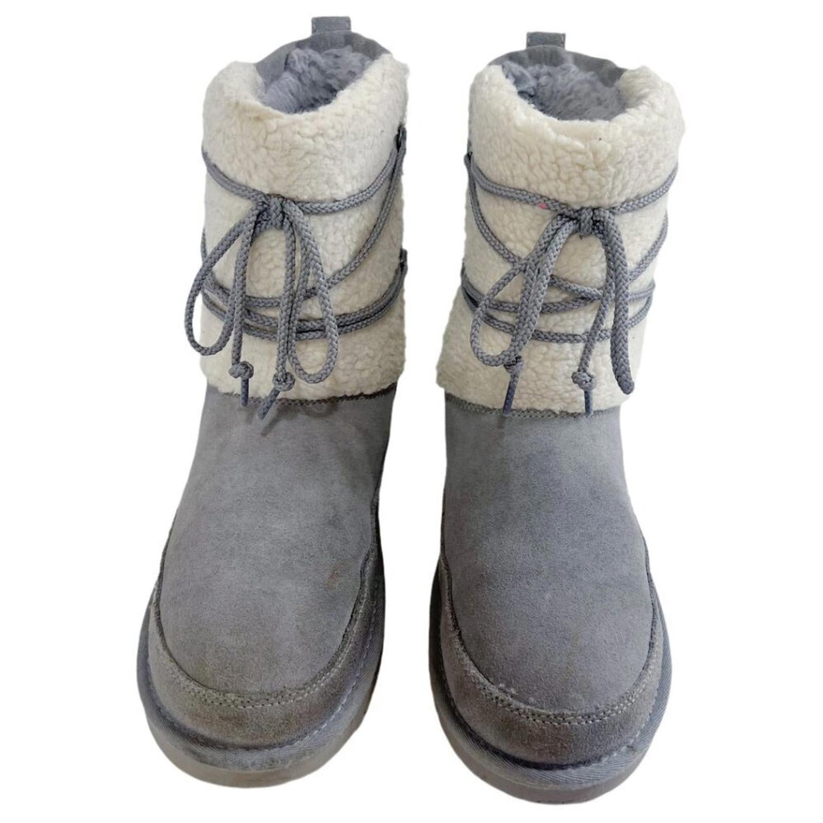 Koolaburra by UGG Michon Short For Women Grey Fuzzy Sheepskin Boots Size 10
