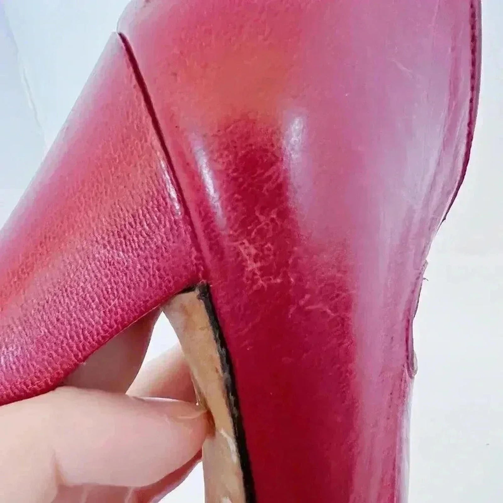YSL Yves Saint Laurent Vintage Dark Red Leather Pumps Heels Pumps Size 8 US