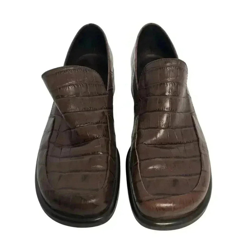 Vintage Franco Sarto Brown Crocodile Print Leather Men's Loafers