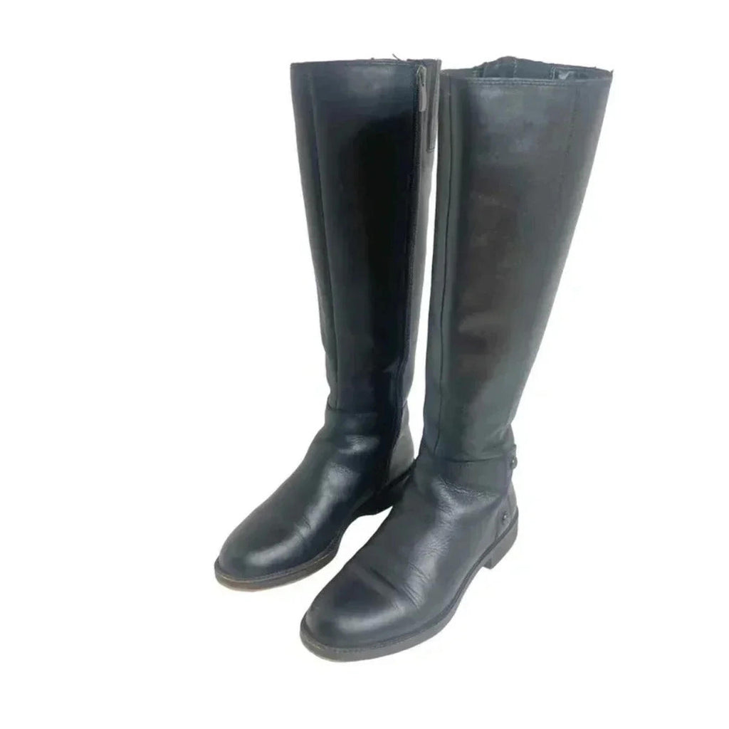 Franco Sarto Cranford 2 Black Leather Knee High Riding Boots Women's Size 5.5