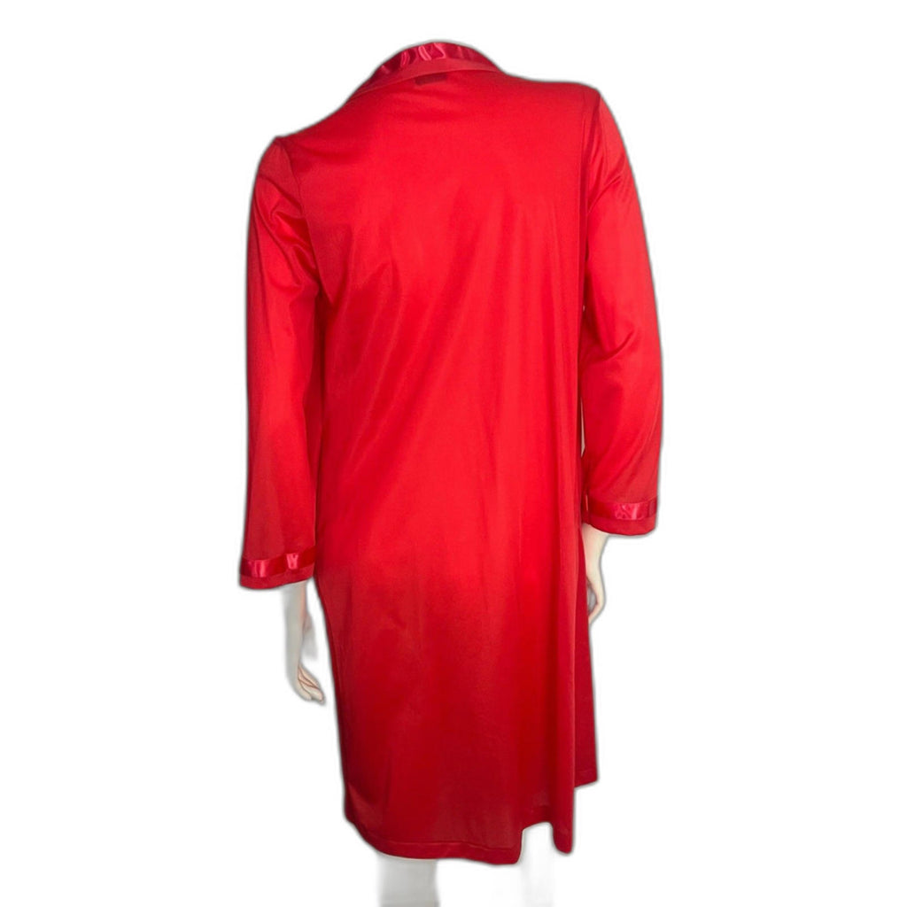 Vintage 1960s Henson Kickernick Red Long Sleeve Button Up Nightgown Size S