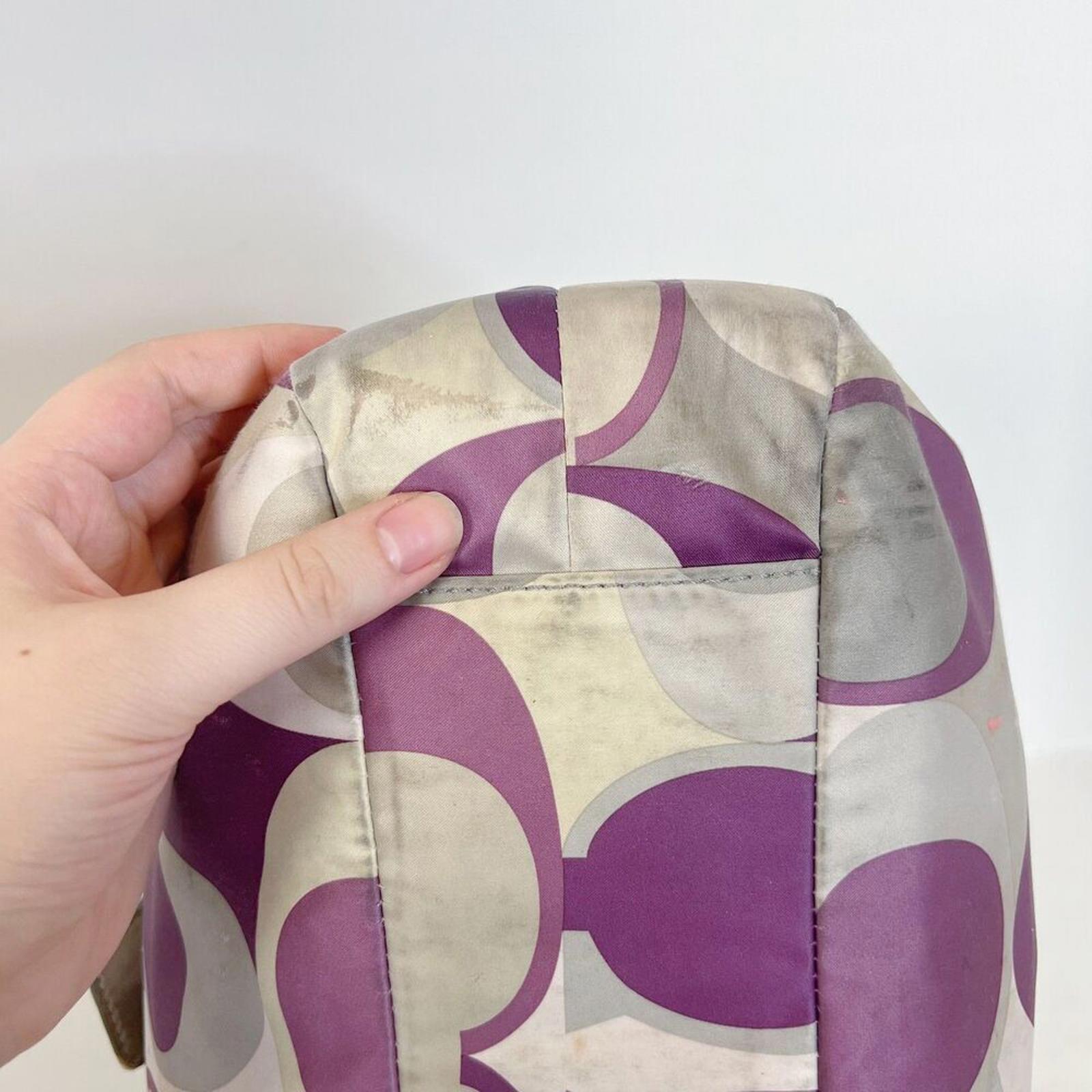 Coach y2k Vintage Signature Soho Satin Scarf Print Purple Silver Monogram Bag