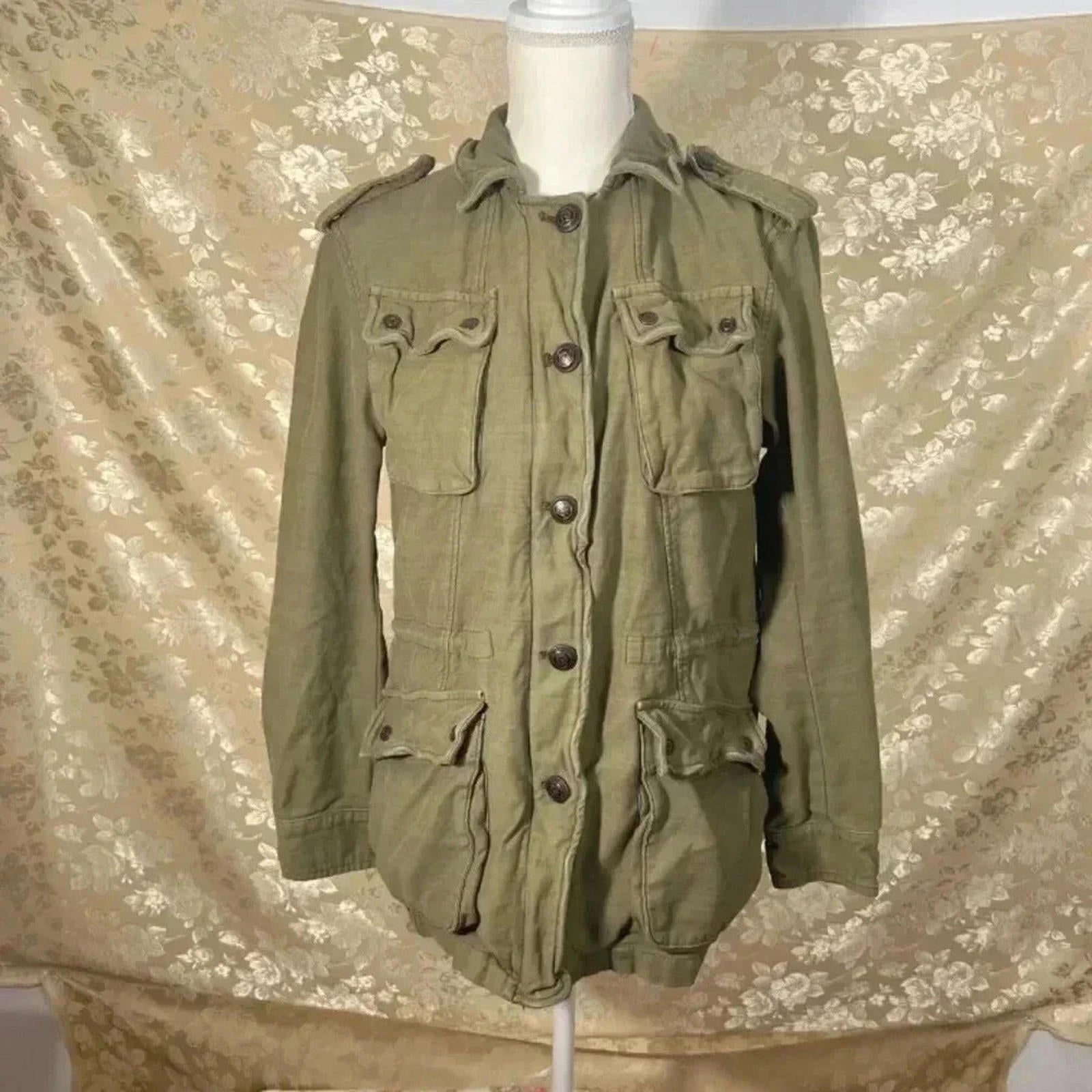 Free People Green Not Your Brothers Military Jacket Cargo Size S