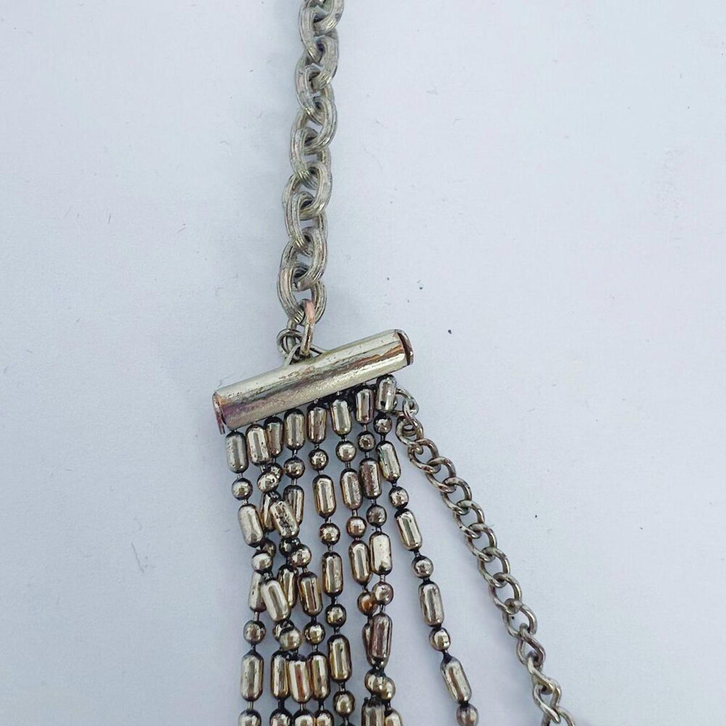 Multistrand Silver and Gold Statement Necklace Horn Boho Western