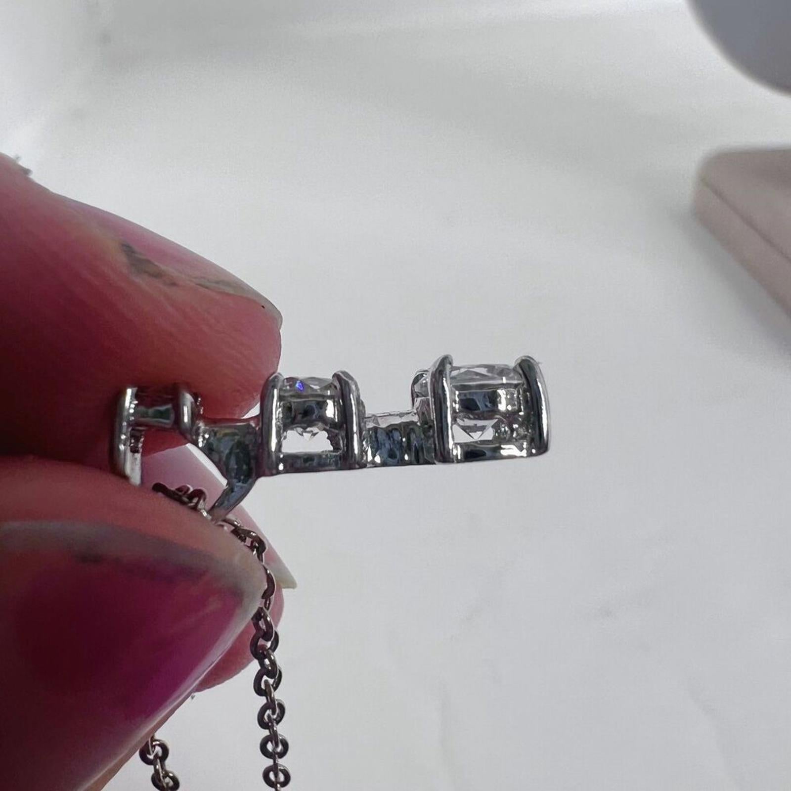Silver Dainty Necklace Three Clear Stone Rhinestone Crystal Pendant