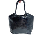 Neiman Marcus 90s Vintage Black Patent Leather Crocodile Shoulder Bag Purse