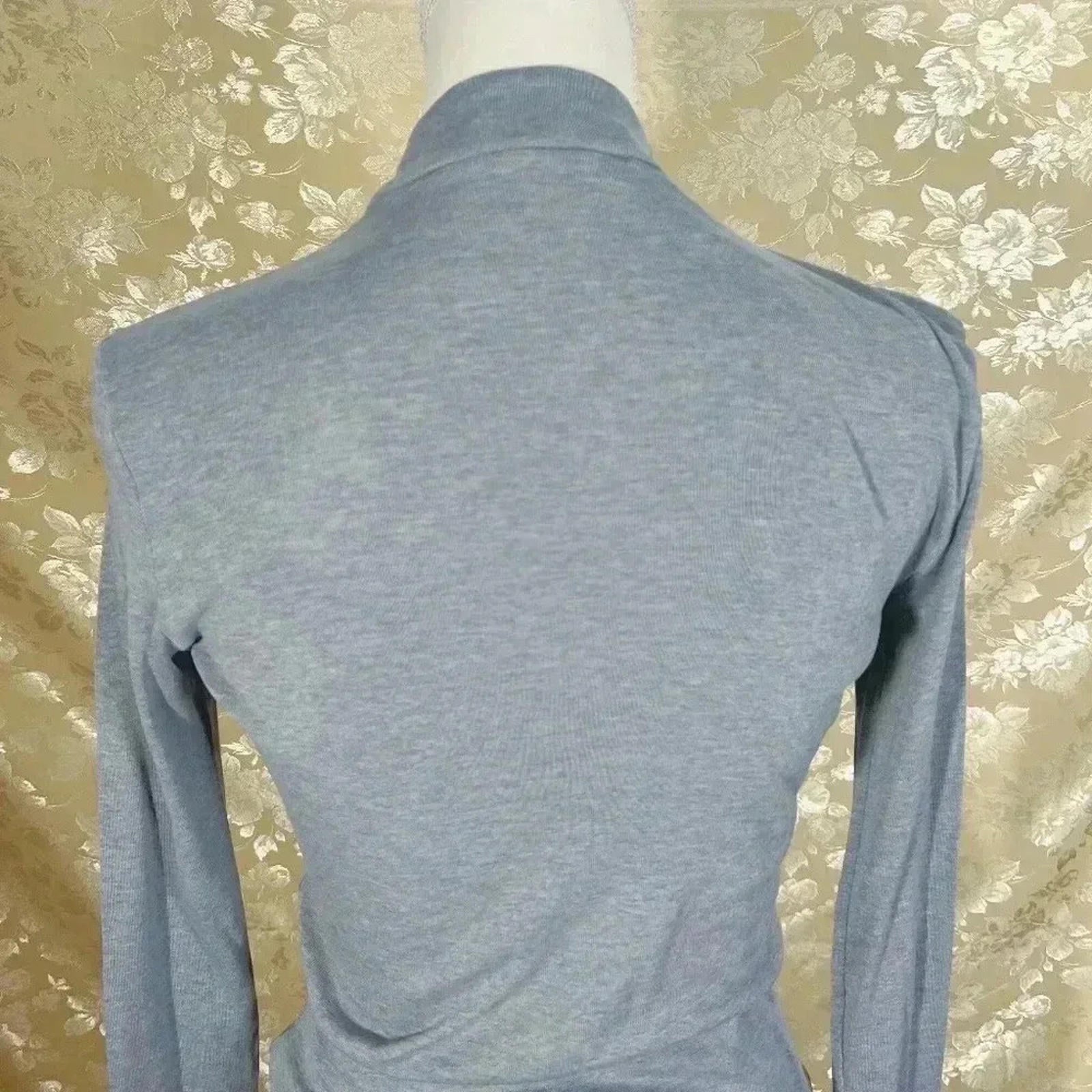 Frame Silk Mock Neck Long Sleeved Grey Shirt Keyhole Women's Size S