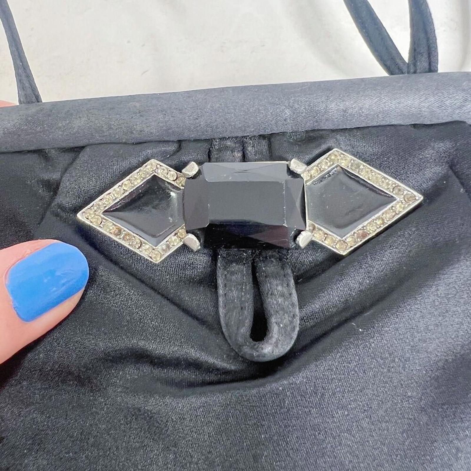 Vintage Sharif Black Satin Evening Bag Clasp Shoulder Bag