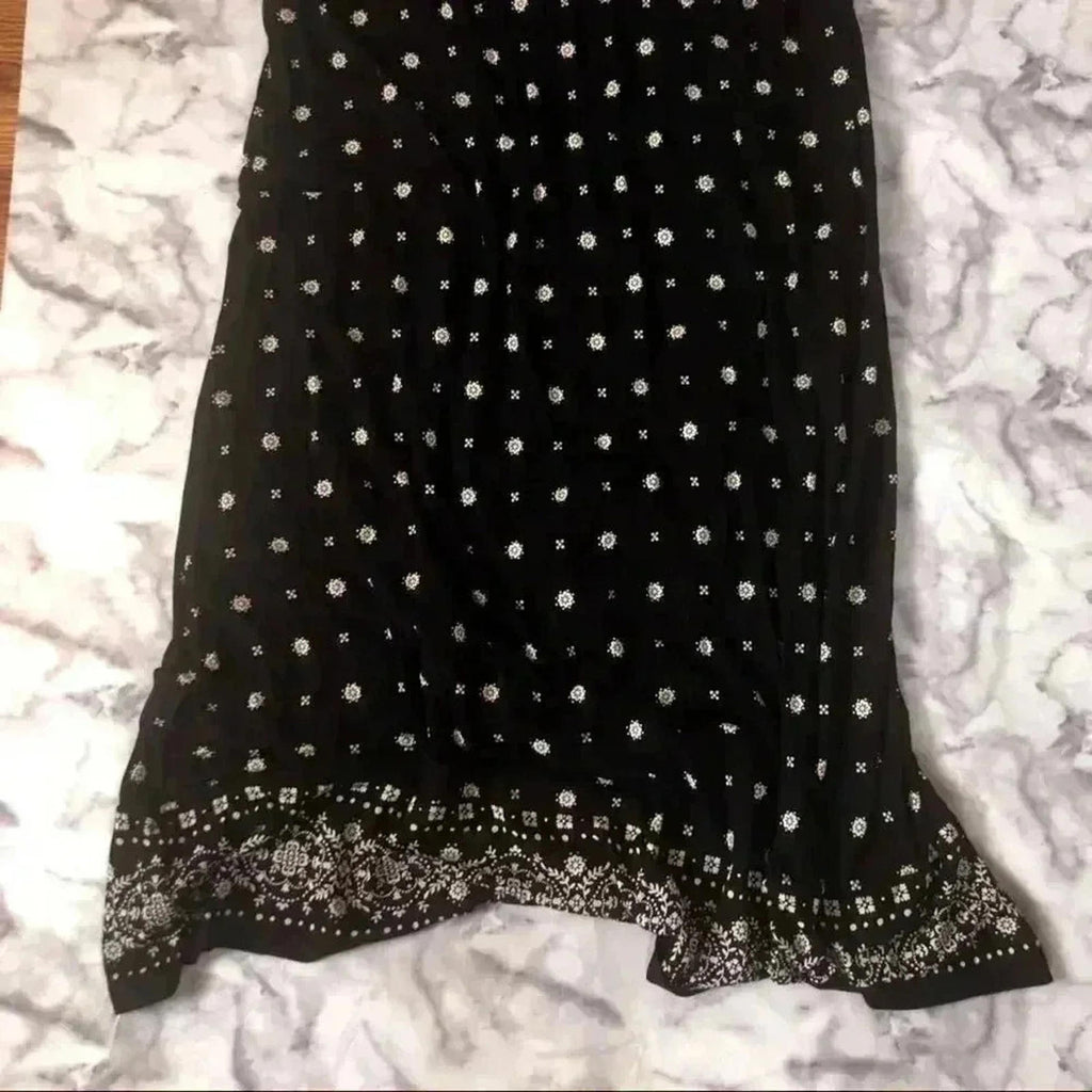 NWT Black White Patterned Maxi Dress Summer Sun Dress Women's Size S
