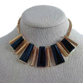 Geometric Gold and Black Statement Necklace Bohemian Boho Chic