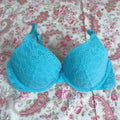 Victoria's Secret Blue Lace Lined Perfect Coverage Bra 34C