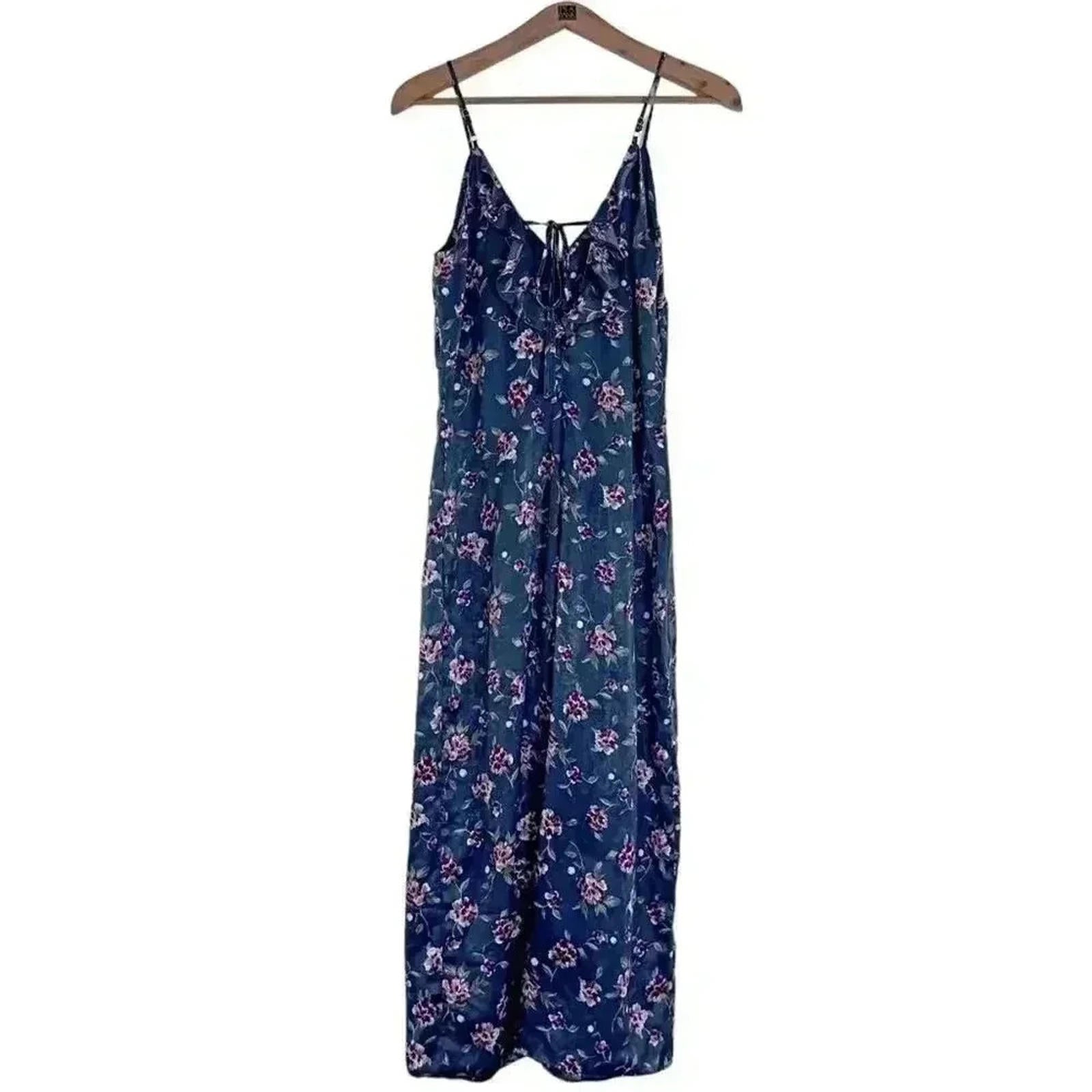 Honey Belle Grey and Pink Floral Satin Jumpsuit Women's Size M