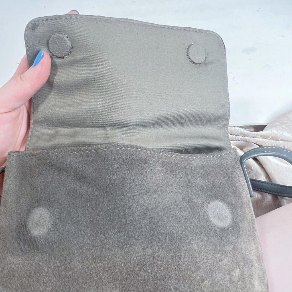 Urban Outfitters UO Grey Suede Crossbody Bag Foldover Purse