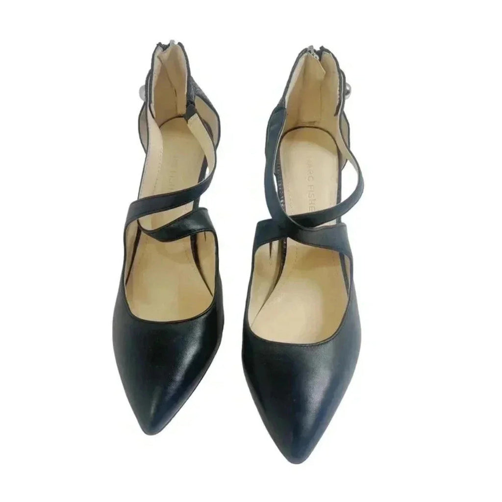 Marc Fisher MFKalayne Black Leather Pointed Toe Heel Size 8
