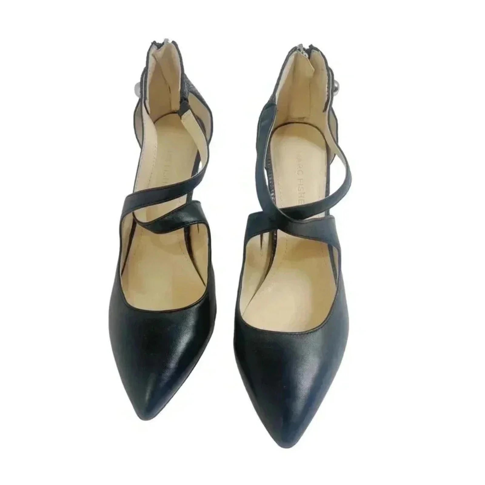 Marc Fisher MFKalayne Black Leather Pointed Toe Heel Size 8