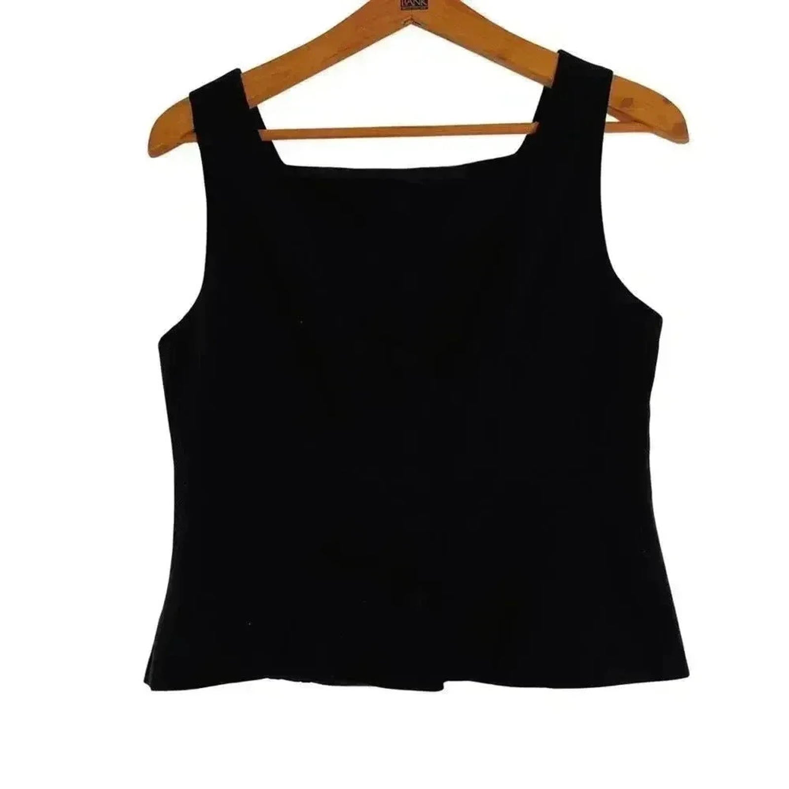 Vintage 90s Jessica Howard Black Red Embroidered Flowers Tank Women's Size 10