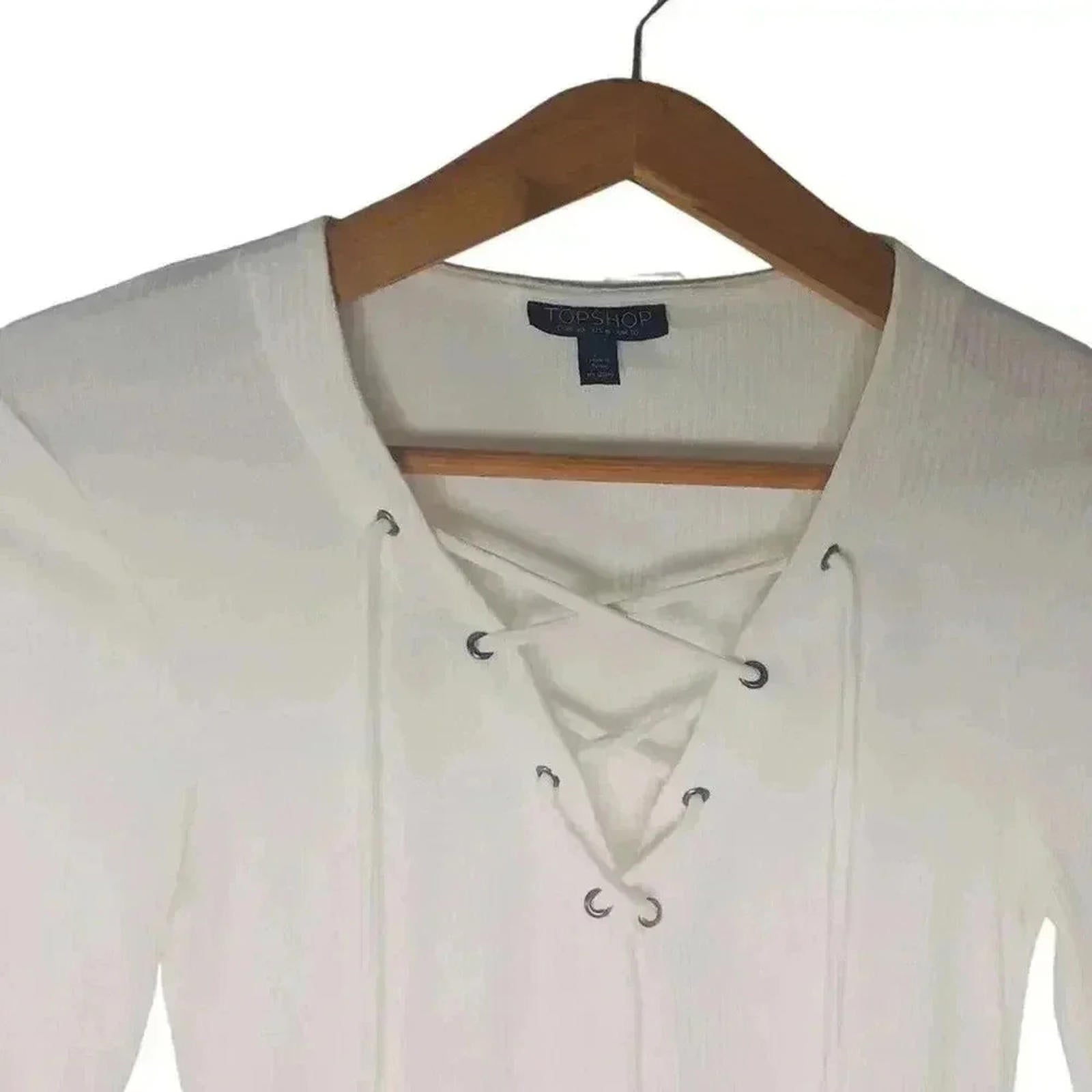 Topshop Ribbed Lace Up Crop Top Tumblr Indie Sleeze 2014 Women's Size 6