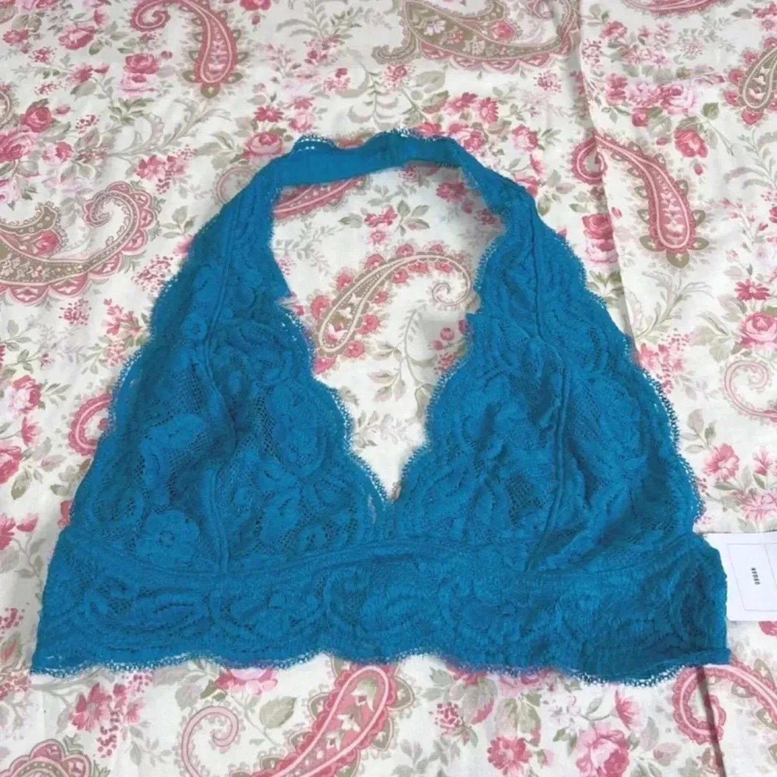 NWT Out From Under Urban Outfitters Blue Lace Halter Bralette Size M