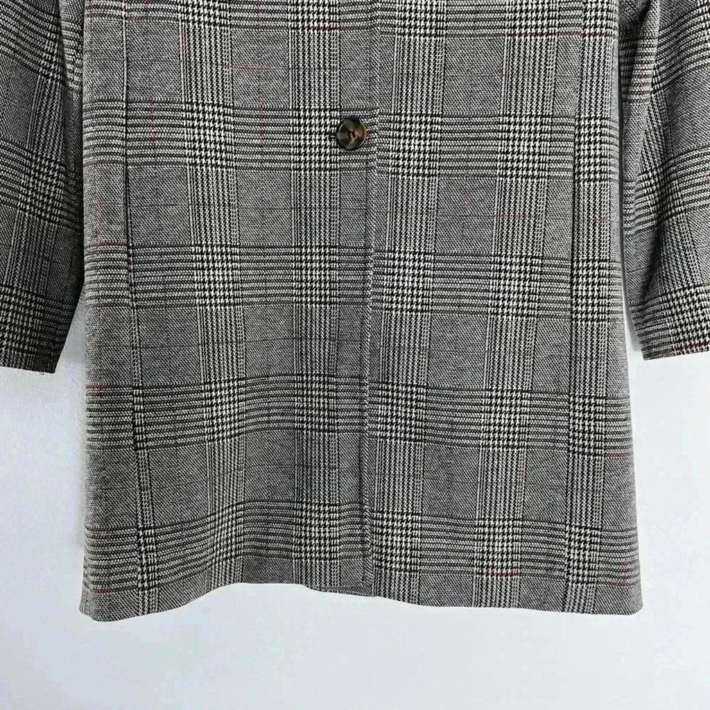 Avec Les Filles Plaid Houndstooth Jacket Black White Quiet Luxury Size L