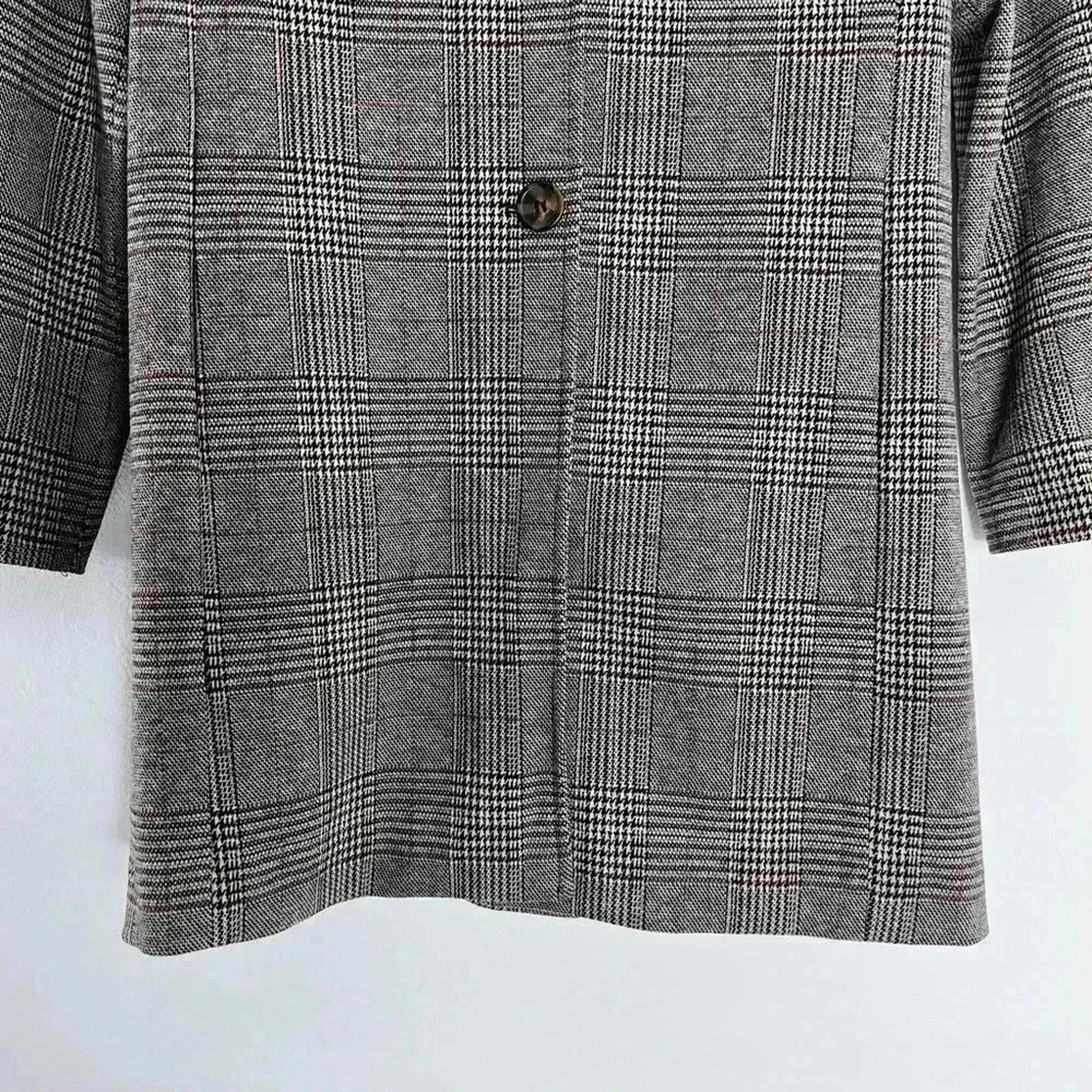 Avec Les Filles Plaid Houndstooth Jacket Black White Quiet Luxury Size L