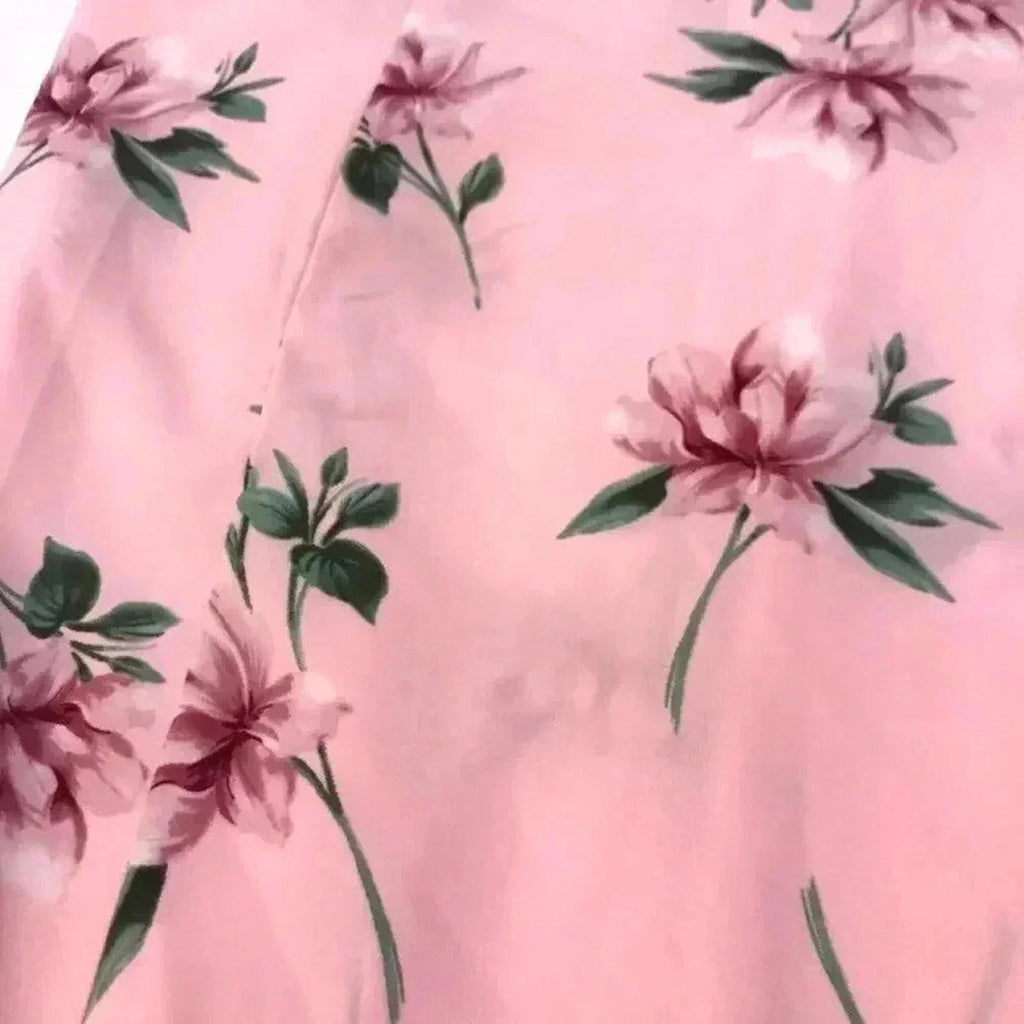 NWT Lush Pink Floral Maxi Dress Chiffon Girly Coquette Boho Chic Size M