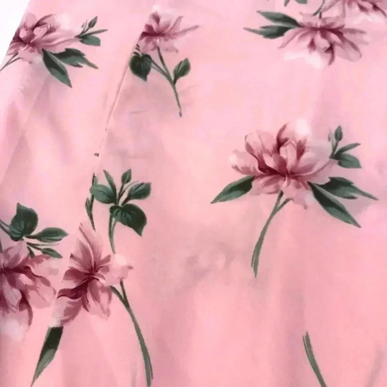 NWT Lush Pink Floral Maxi Dress Chiffon Girly Coquette Boho Chic Size M