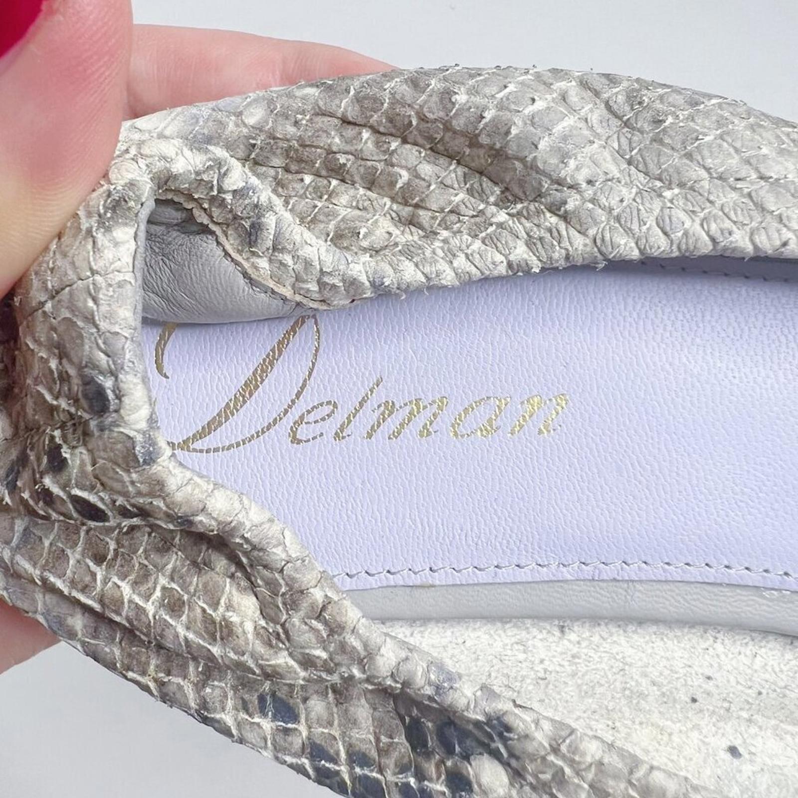 Delman Snakeskin Snake Print Ballet Flats Leather Loafers Women's Size 8.5