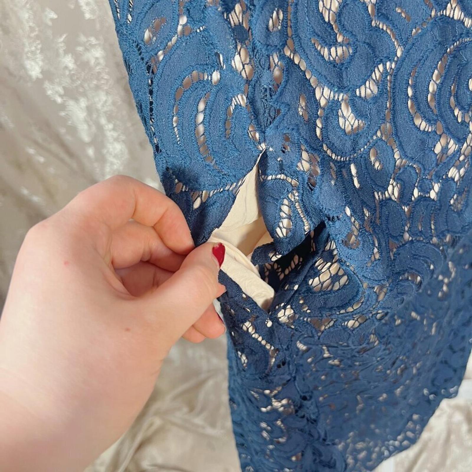 Anthropologie Maeve Vienne Navy Blue Lace High Low Dress Women's Size L
