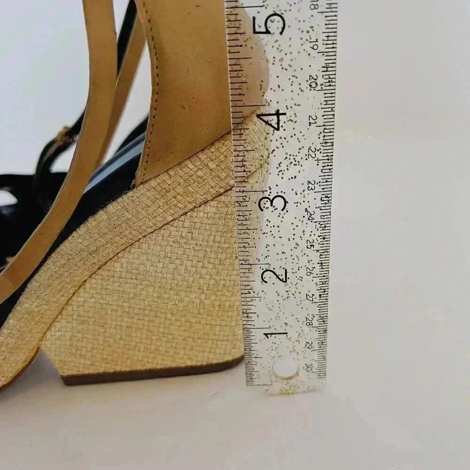 Kate Spade Black and Tan Leather Woven Wedges Women's Size 8