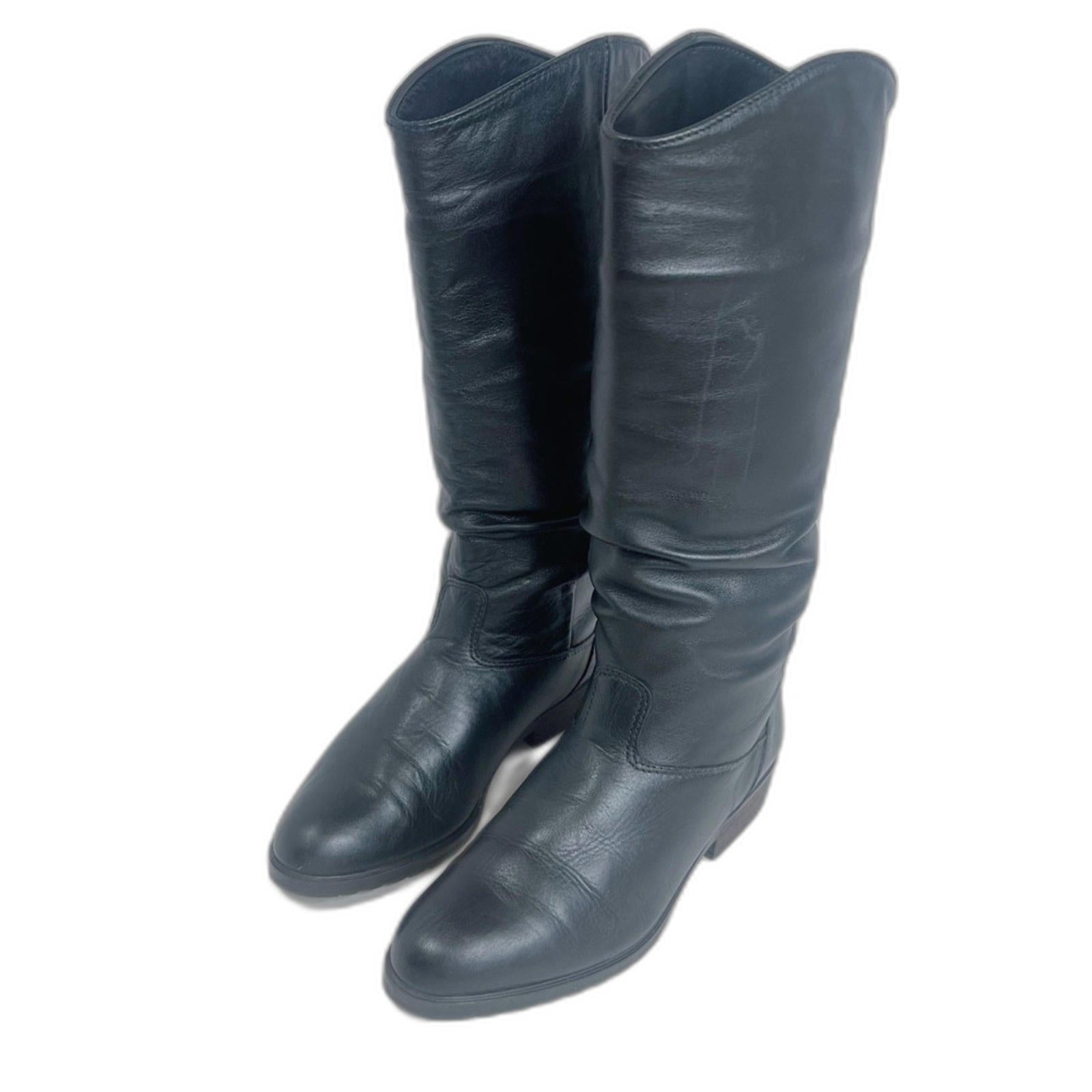 Santana Canada Black Leather Slouchy Knee High Boots Riding Boots Size 7
