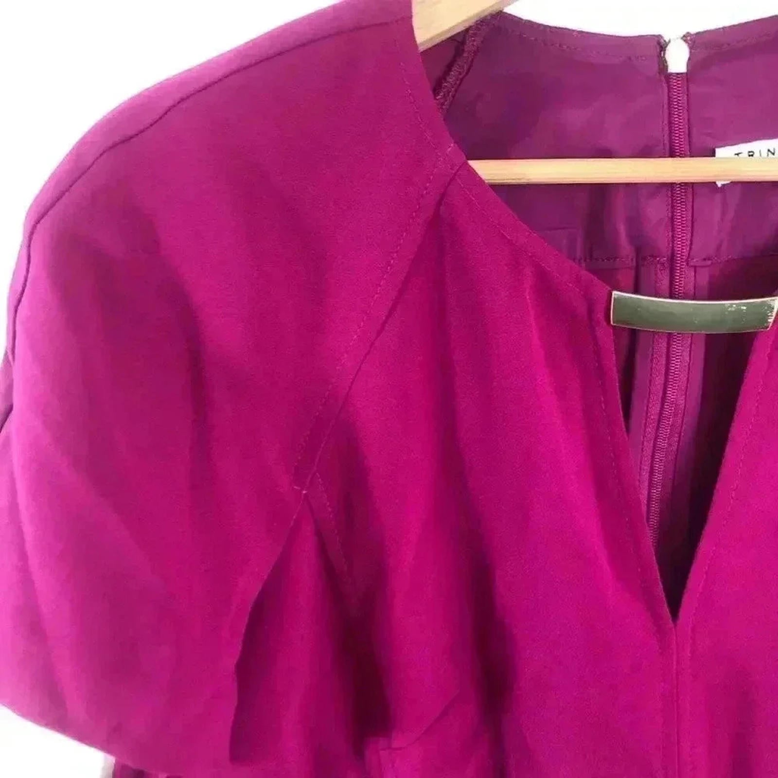 Trina Turk Embellished Keyhole Mini Dress Fuscia Pink Women's Size M