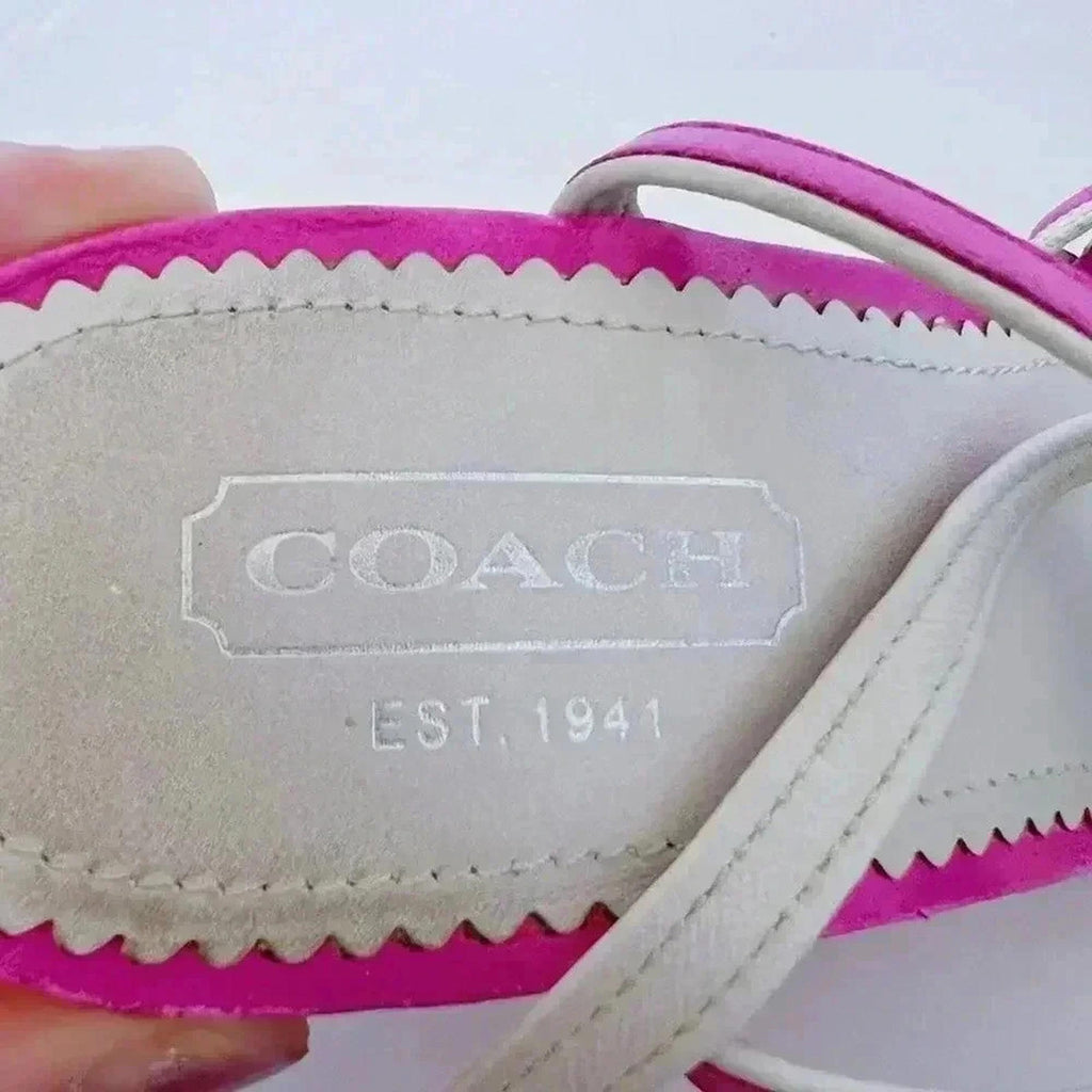 y2k Vintage Coach Barbie Pink Strappy Wedges Heels Sandals Women's Size 6.5 US