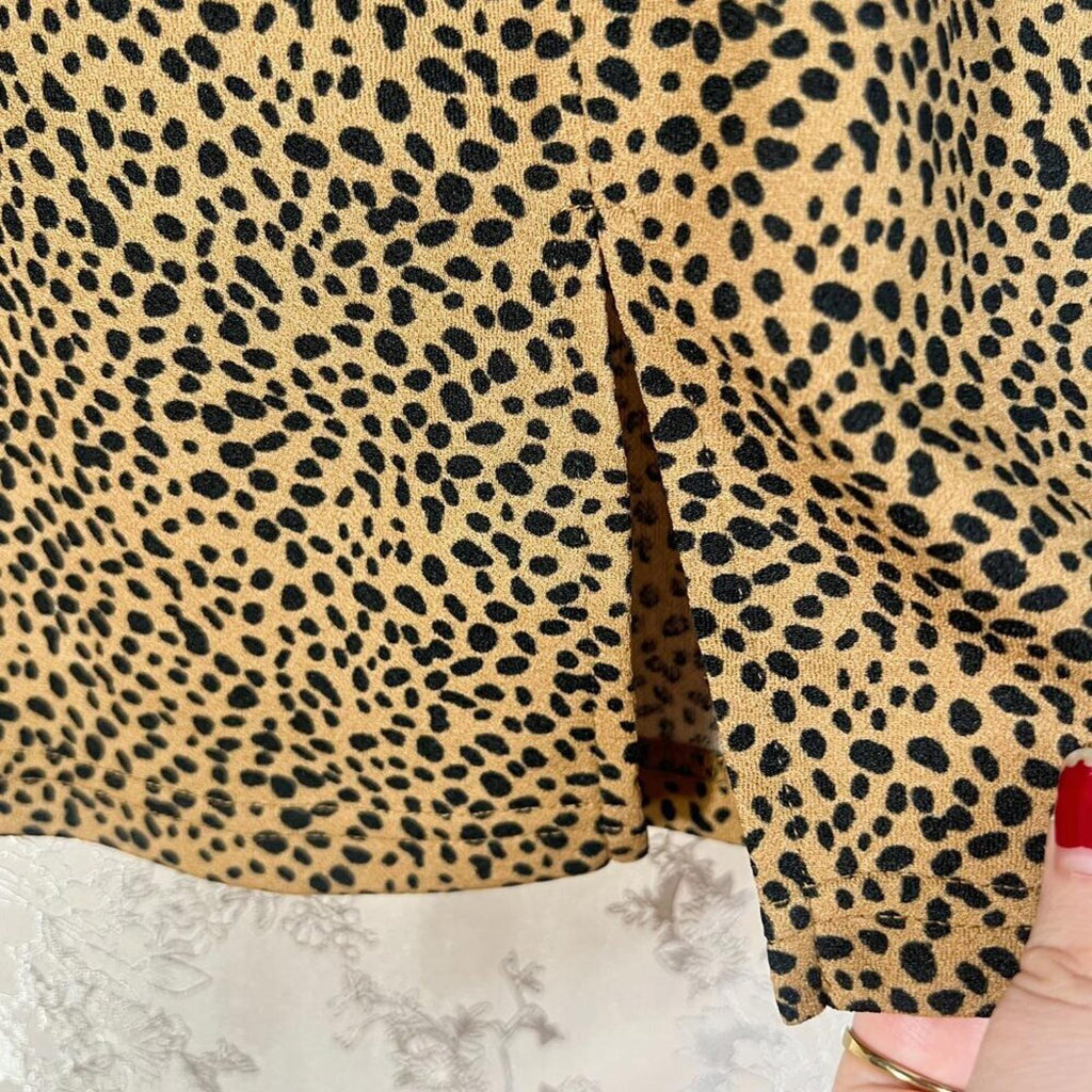 Shein Cheetah Print Black and Tan Brown Spotted Animal Print Mini Skirt Size M