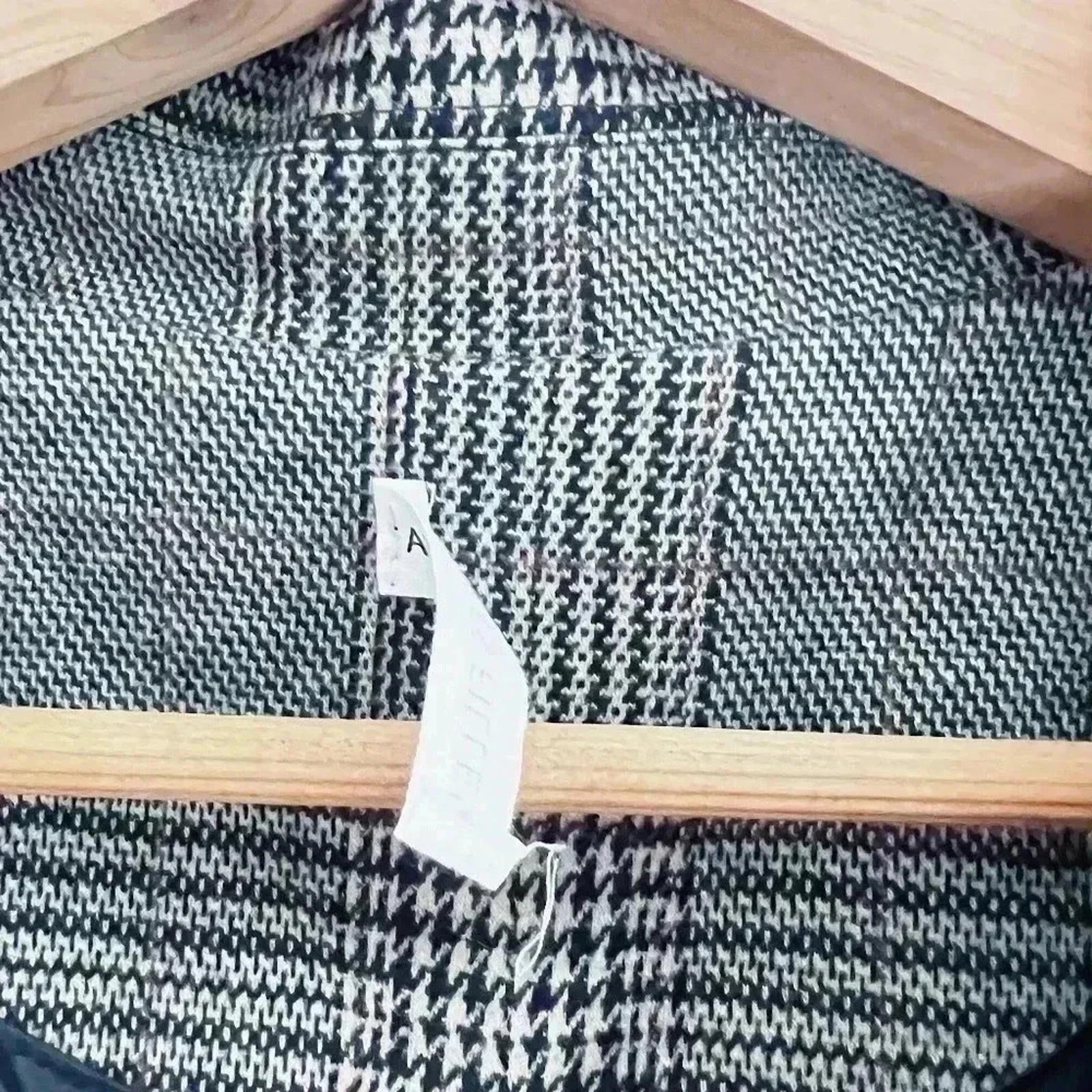 Avec Les Filles Plaid Houndstooth Jacket Black White Quiet Luxury Size L