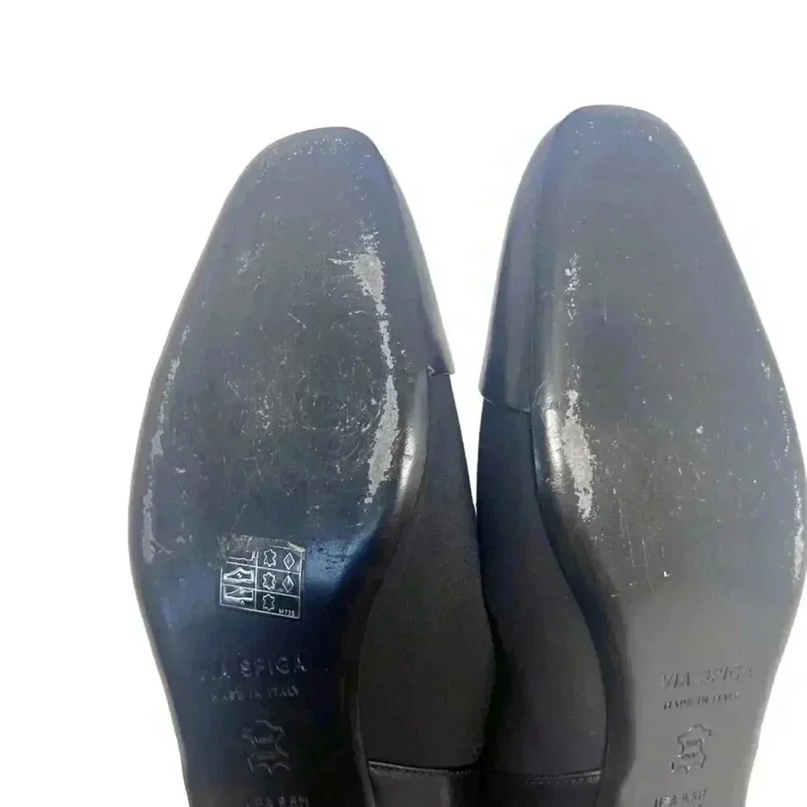 Via. Spiga Tate Black Leather and Neoprene Slip Ons Women's Size 9.5