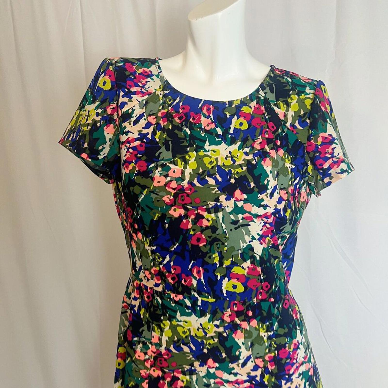J. Crew Green Watercolor Floral A Line Dress Women's Size 6