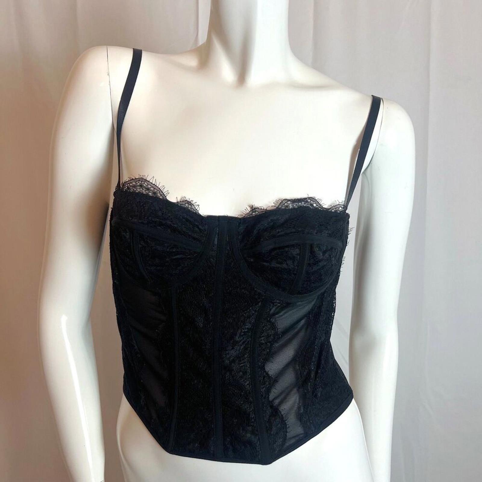 Black Lace Corset Bustier Boning Shein Women's Size M