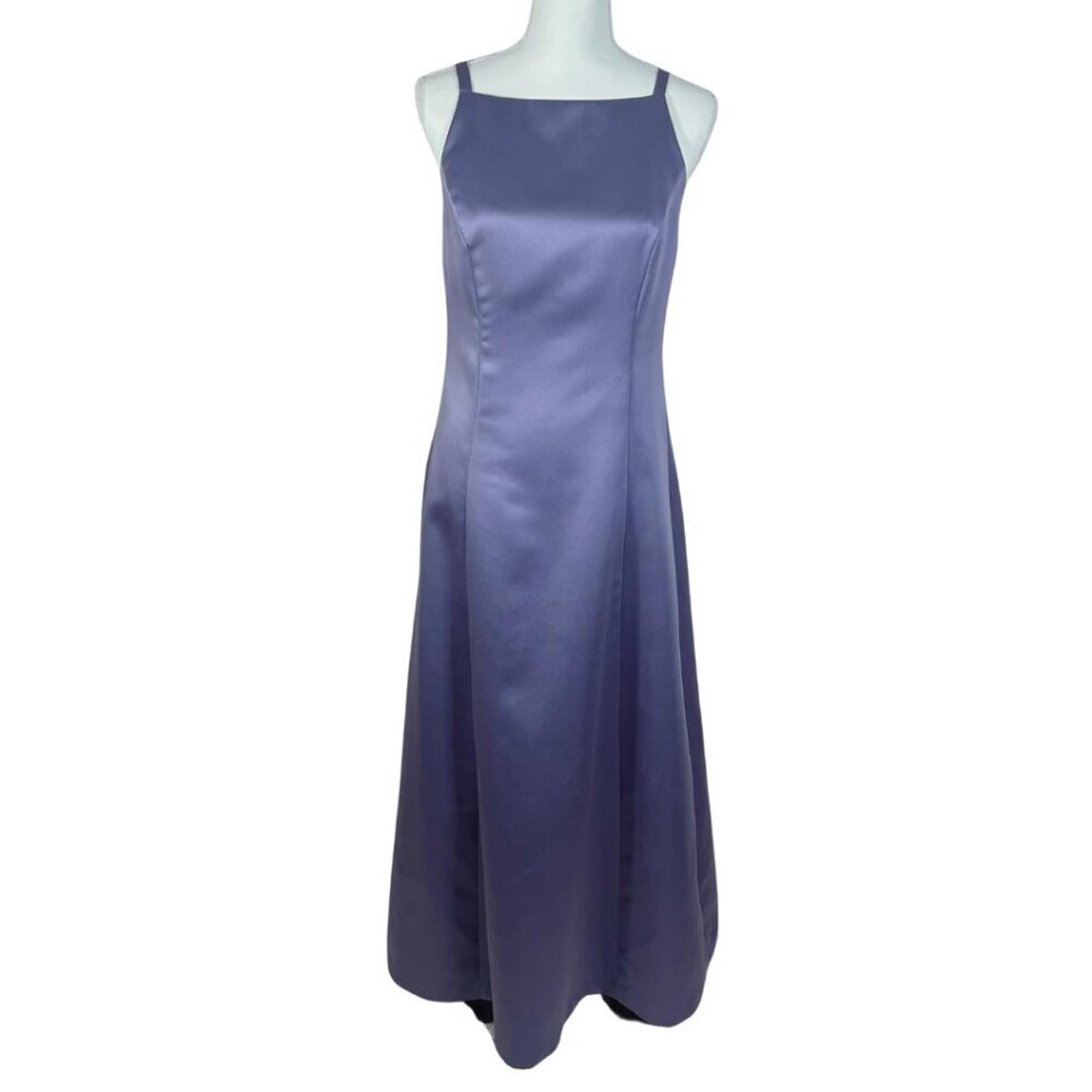 Vintage 1990s After Six Purple Lavender Satin Prom Dress Bridesmaid Gown Size 10