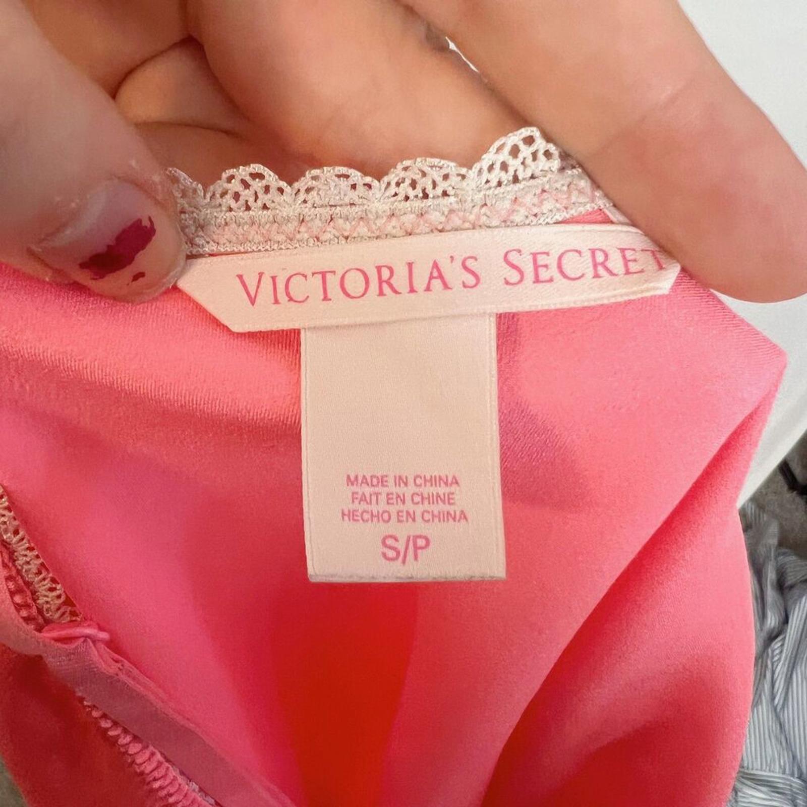 Y2K Vintage Victoria's Secret VS Neon Pink Slip Dress Lace Trim Bows Size S