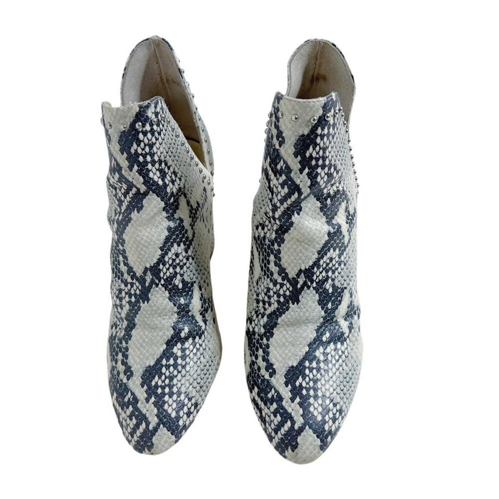 Steve Madden Rockstar White and Grey Snakeprint Snakeskin Studded Booties Size 9