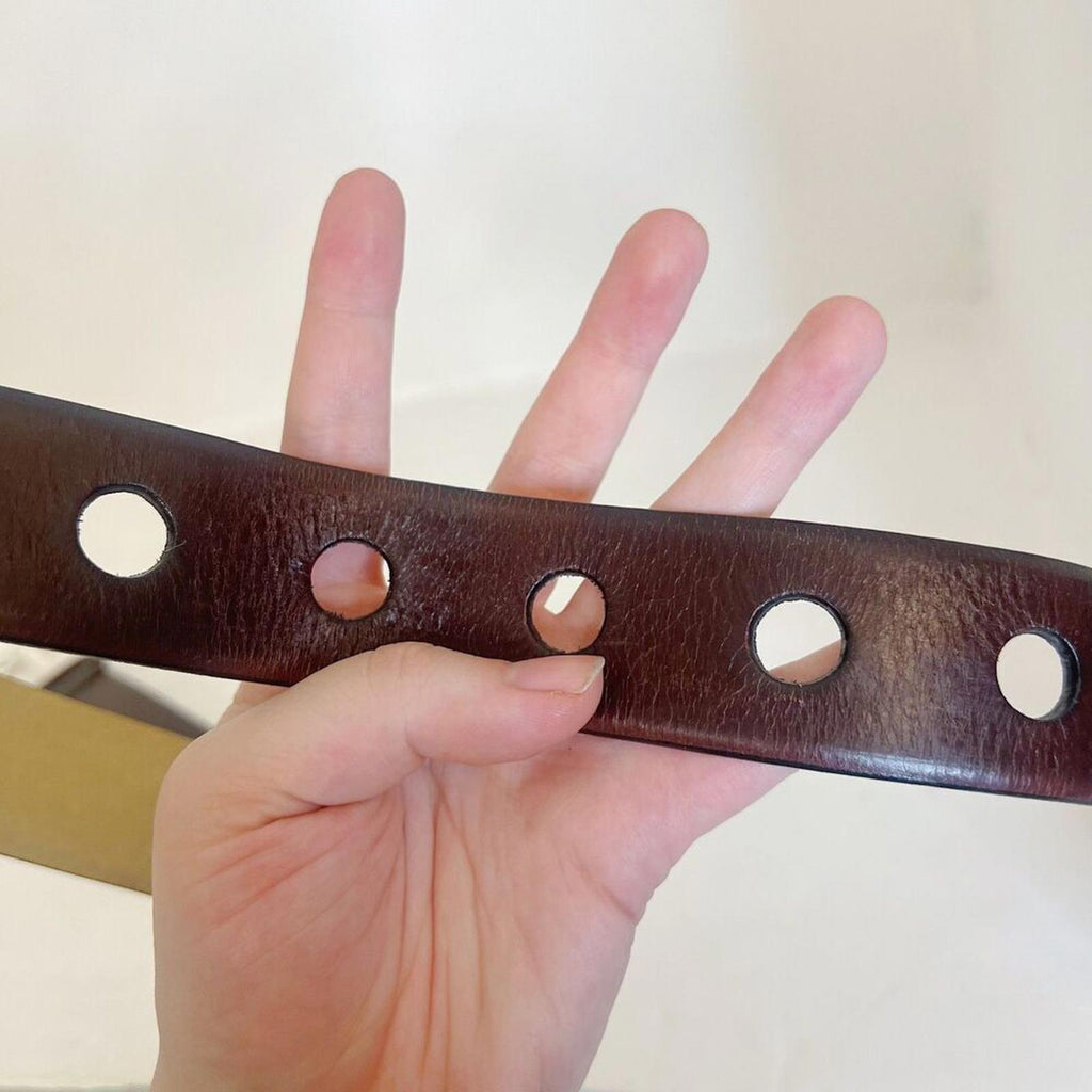 Michael Kors Brown Leather Belt Silver Buckle y2k Boho Chic Size M