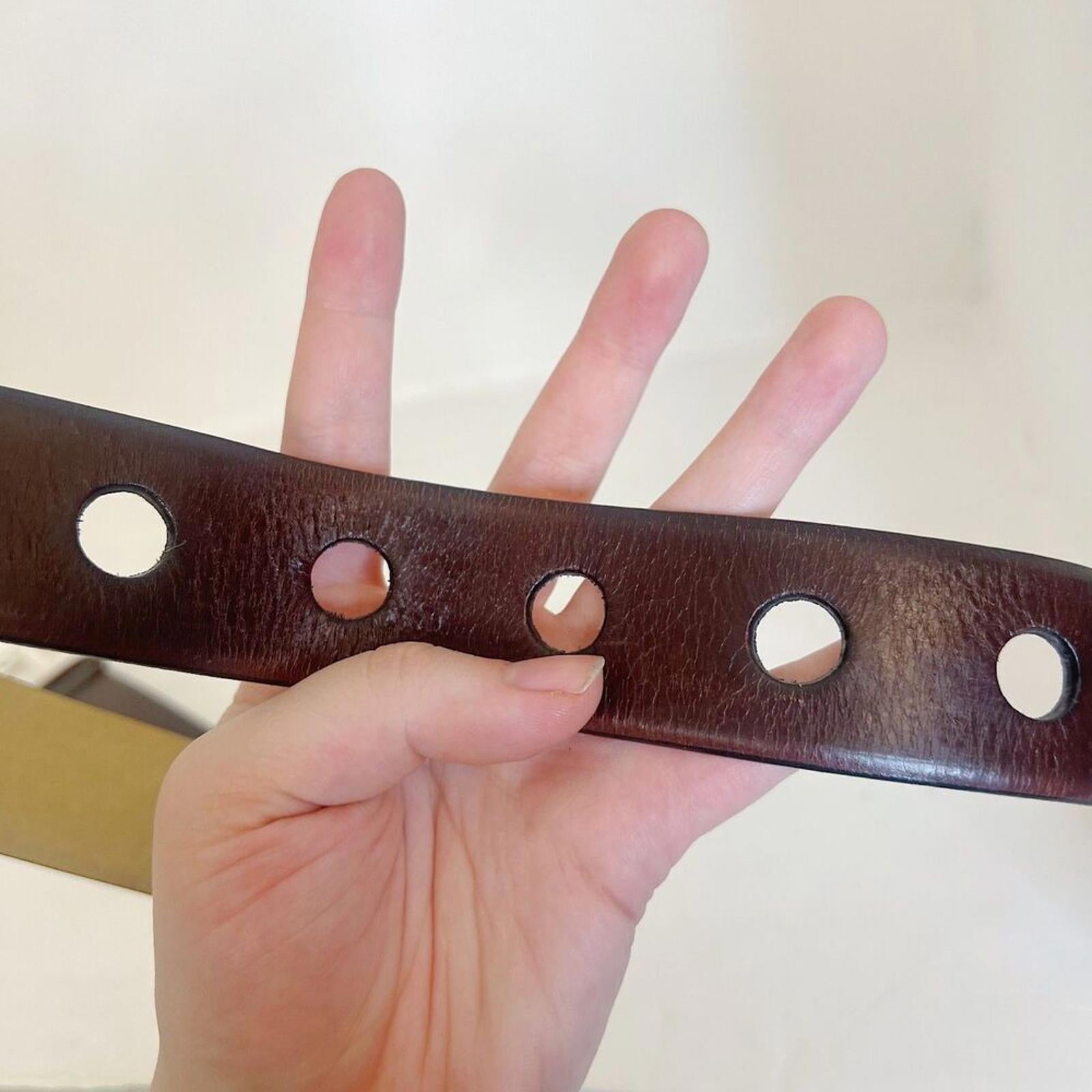 Michael Kors Brown Leather Belt Silver Buckle y2k Boho Chic Size M