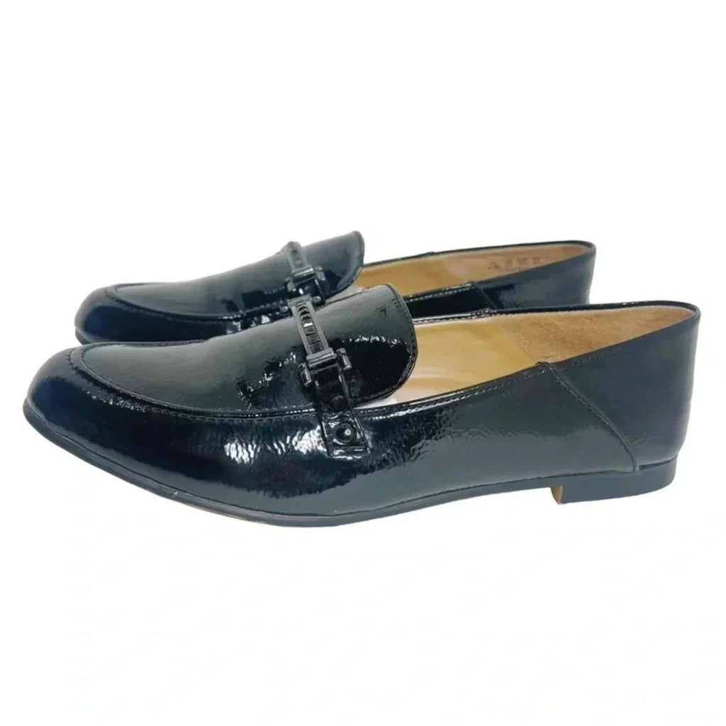 Franco Sarto Palmer Black Patent Leather Loafers Women's Size 8.5